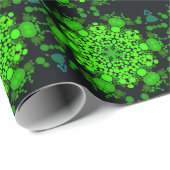 ドットマンダラフラワーグリーンとブラック ラッピングペーパー (ロールコーナー)