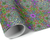 ドットマンダラフラワーグリーンパープルとオレンジ ラッピングペーパー (ロールコーナー)