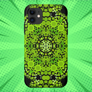 ドットマンダラフラワーグリーン iPhone 11 ケース