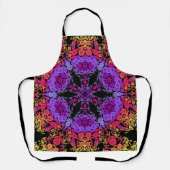 ドットマンダラフラワーパープルオレンジと黄色 エプロン (正面)