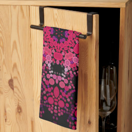 ドットマンダラフラワーピンクと紫 キッチンタオル