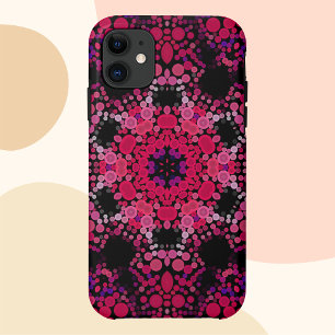 ドットマンダラフラワーピンクと紫 iPhone 11 ケース