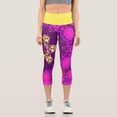 ドットマンダラフラワーピンクと黄色 カプリレギンス (正面)