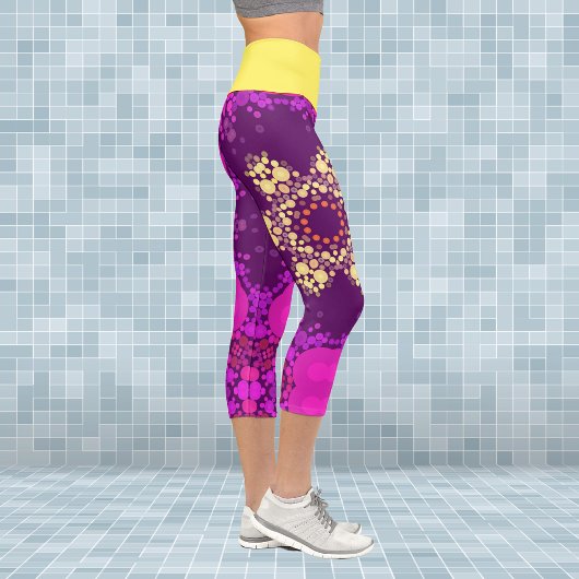 ドットマンダラフラワーピンクと黄色 カプリレギンス