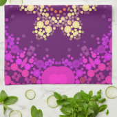 ドットマンダラフラワーピンクと黄色 キッチンタオル (折り畳み)