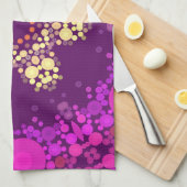 ドットマンダラフラワーピンクと黄色 キッチンタオル (四つ折り)