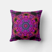 ドットマンダラフラワーピンクブルーとオレンジ クッション (裏面)