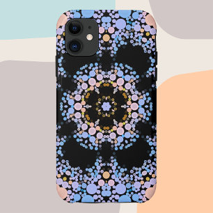 ドットマンダラフラワーブルーとイエロー iPhone 11 ケース