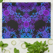 ドットマンダラフラワーブルーとパープル キッチンタオル (折り畳み)