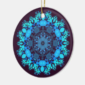 ドットマンダラフラワーブルーとパープル セラミックオーナメント (左)