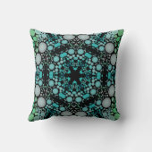 ドットマンダラフラワーブルーグリーンとグレー クッション (裏面)