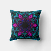 ドットマンダラフラワーブルーグリーンとピンク クッション (裏面)