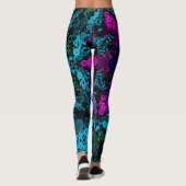 ドットマンダラフラワーブルーグリーンとピンク レギンス (裏面)