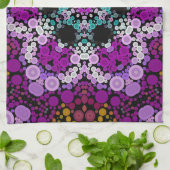 ドットマンダラフラワーブルーピンクと黄色 キッチンタオル (折り畳み)