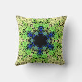 ドットマンダラフラワーブルー緑と黄色 クッション (裏面)