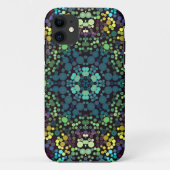 ドットマンダラフラワーブルー黄色と紫 Case-Mate iPhoneケース (裏面)
