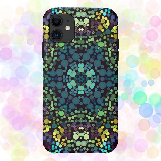 ドットマンダラフラワーブルー黄色と紫 Case-Mate iPhoneケース