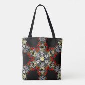 ドットマンダラフラワーレッド黄色とグレー トートバッグ (裏面)