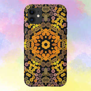 ドットマンダラフラワー黄と紫 iPhone 11 ケース