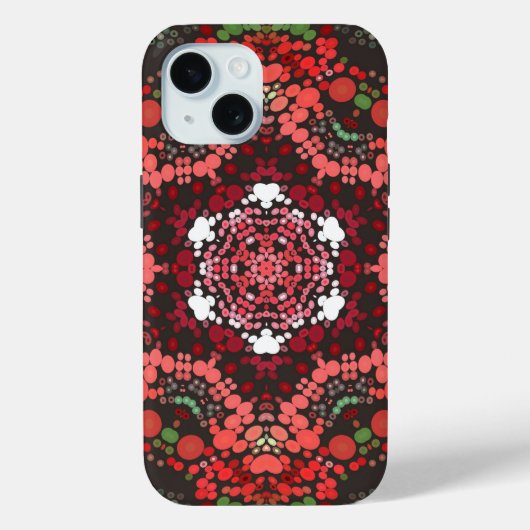 ドットマンダラレッド緑と白 Case-Mate iPhoneケース (裏面)