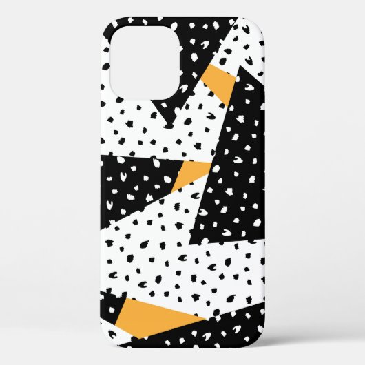 ドットミニマルパッチワーク:白黒黄 Case-Mate iPhoneケース (裏面)