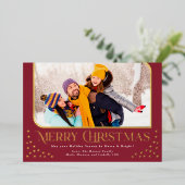 ドットモダンフォイルのクリスマスフォトカード 箔招待状 (立ち正面)