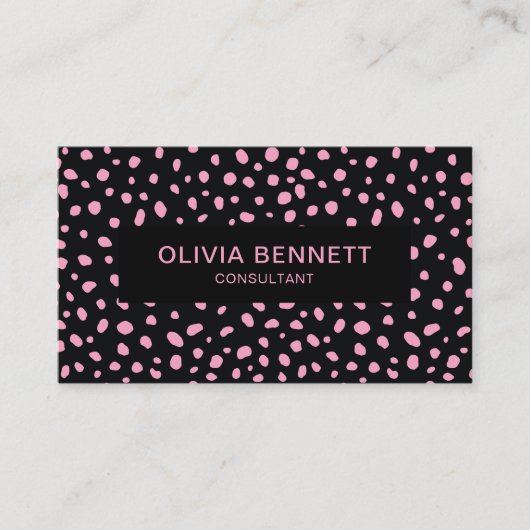 ドットモダンブラックピンク 名刺 (正面)