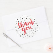 ドットモダンレッドウォーター色ありがとうシール ラウンドシール (封筒)