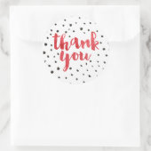 ドットモダンレッドウォーター色ありがとうシール ラウンドシール (バッグ)