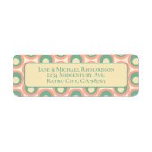 ドットモダンレトロティール(緑がかった色)及び赤面ピンクパターン ラベル (正面)