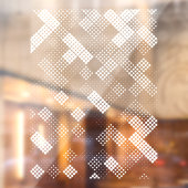 ドットモダン幾何学的ハーフトーンパターンプライバシー ウィンドウサイン (シート2)