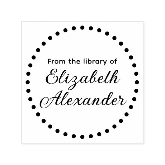 ドットラウンドフレーム 「この本は〇〇の蔵書から」 本の名前 セルフインキングスタンプ (デザイン)