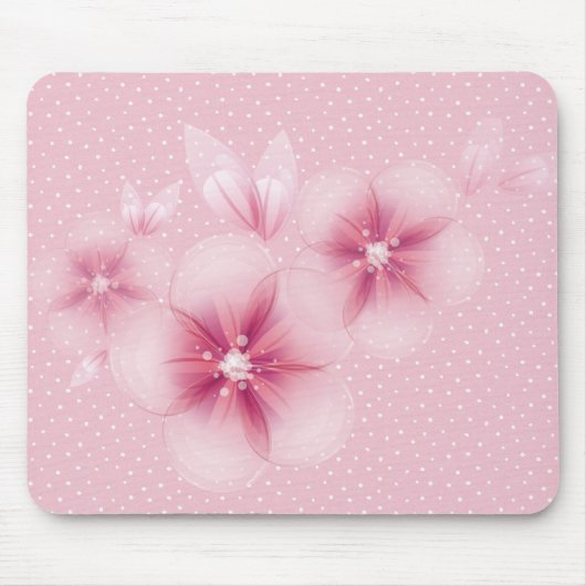 ドット上のピンクの桜 マウスパッド (正面)