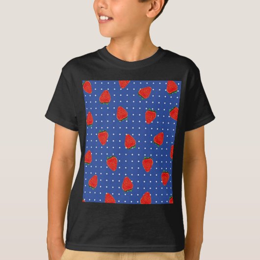 ドット付きのイチゴ模様 Tシャツ (正面)