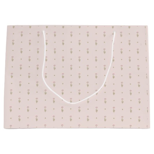 ドット付きのミニマルなワイルドフラワーパターン ラージペーパーバッグ (正面)