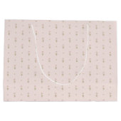 ドット付きのミニマルなワイルドフラワーパターン ラージペーパーバッグ (裏面)