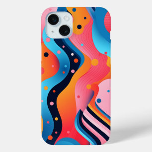 ドット付きの明るいカラフル抽象芸術型枠 iPhone 15 MINIケース