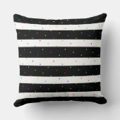 ドット付きストライプ白黒カラフルの文字 クッション (裏面)