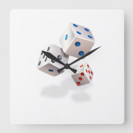 ドット付きトスカラフルドサイコロ スクエア壁時計