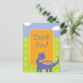 ドット付きパープル恐竜誕生日ありがとう ポストカード (スタンド正面)