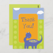 ドット付きパープル恐竜誕生日ありがとう ポストカード (正面/裏面)