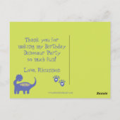 ドット付きパープル恐竜誕生日ありがとう ポストカード (裏面)