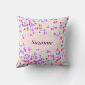 ドット付きピンクパーソナライズされた装飾用クッション クッション (裏面)