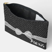 ドット付き白い弓とリボン アクセサリーポーチ (見開き)