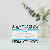 ドット付き白黒ダマスクブライトアクアトリム 名刺 (スタンド正面)