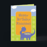 ドット付き紫色の恐竜誕生日 カード<br><div class="desc">真の先史時代のスタイル祝の誕生日のための可愛い恐竜のデザイン。おカスタマイズ前の文字と一緒に誕生日の女の子や誕生日の男の子を作成しユニークてあいさつパーソナライズされたきカードを作成する。誕生日の願いの前に立つ可愛い紫色の恐竜は、かすかな緑の水玉模様の背景、空と雲と。</div>