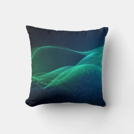 ドット付き緑なびく線 クッション