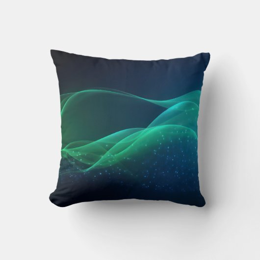 ドット付き緑なびく線 クッション (正面)