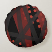 ドット付き赤い線装飾用クッション ラウンドクッション (裏面)