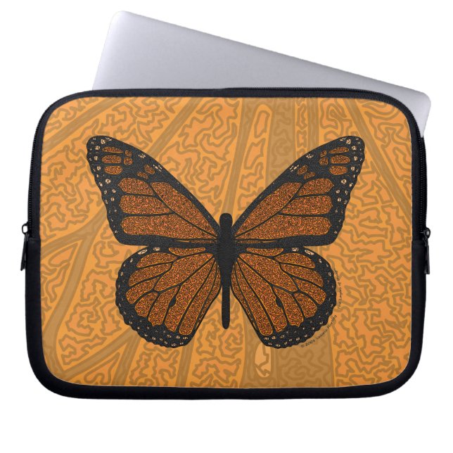 ドット付き（昆虫）オオカバマダラ、モナークノートパソコンのケース ラップトップスリーブ (正面)